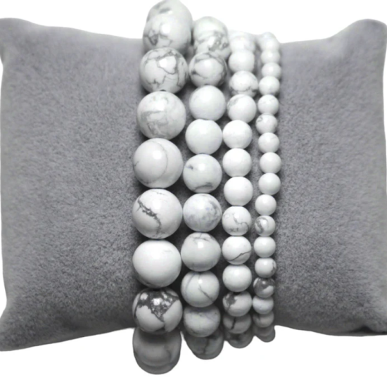 Bracciale howlite bianca 0,8 cm