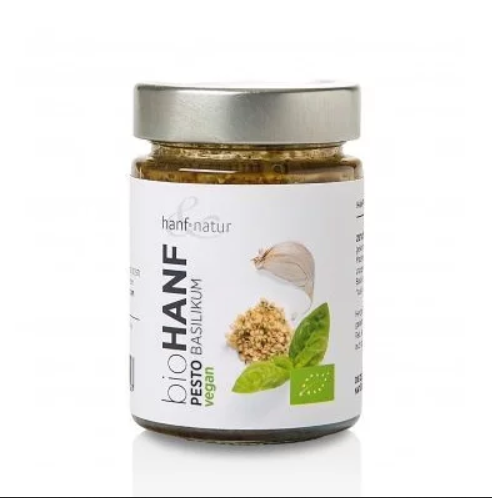 Pesto verde (basilico) con semi di canapa, bio 150 g