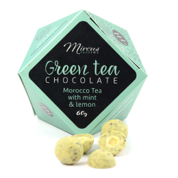 Mandorle al cioccolato "Green Tea Chocolate", 60 grammi Menta e Limone